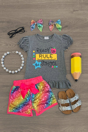 Ready to Rule the School Sequin Short Set