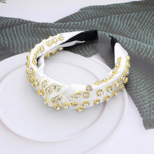 Glass Stone Cluster Decorated Knot Headband