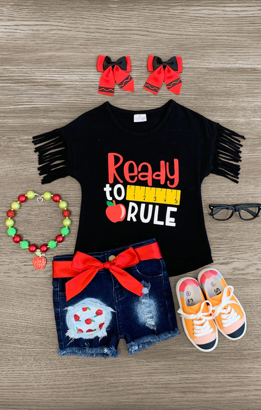Ready To Rule" Distressed Denim Short Set