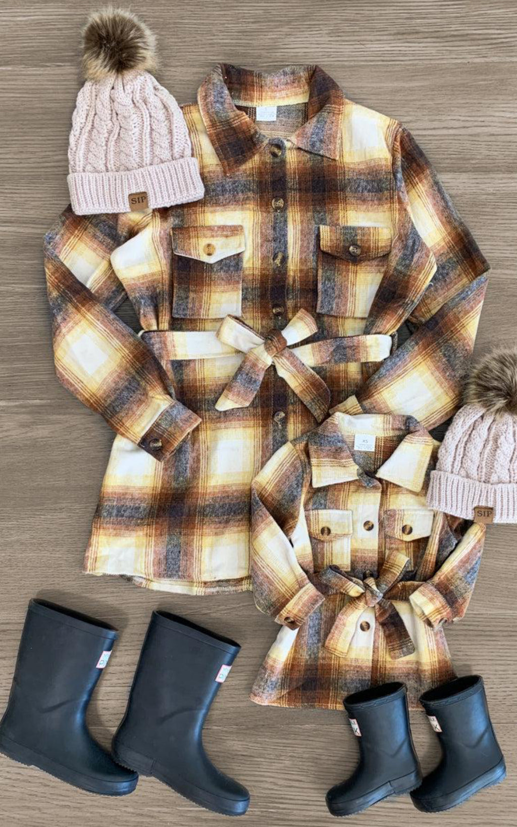 Mom & Me - Yellow Button Up Plaid Jacket