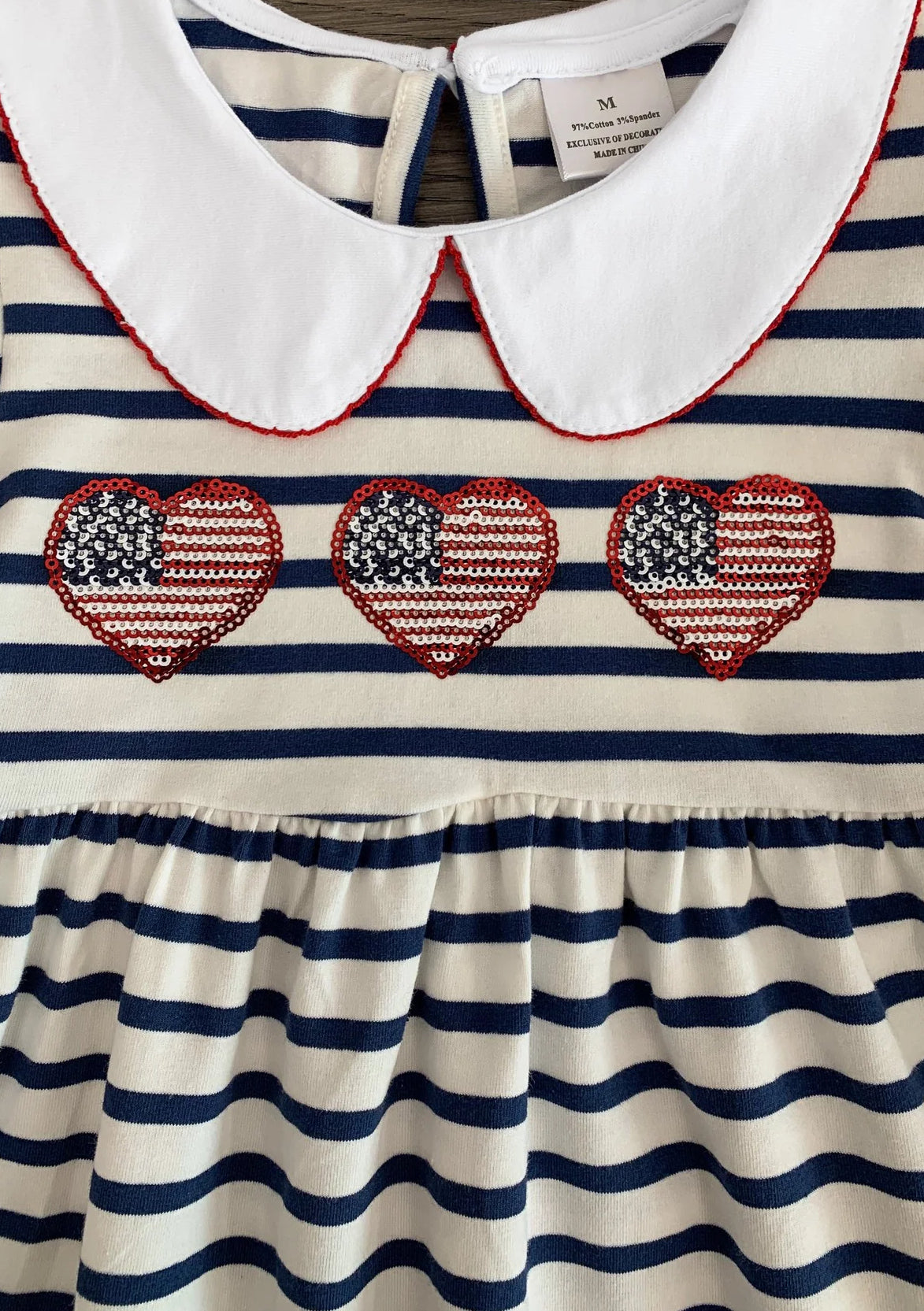 Striped Sequin Heart Collar Dress