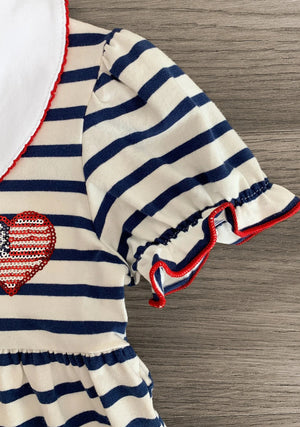Striped Sequin Heart Collar Dress