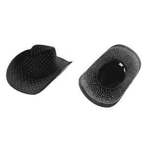 Rhinestone Embellished Faux Suede Western Cowboy Fedora Hat