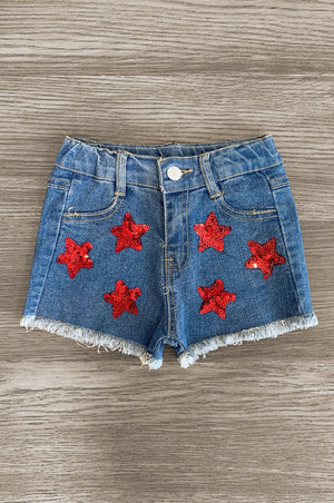American Sequin Stars & Stripes Denim Short Set