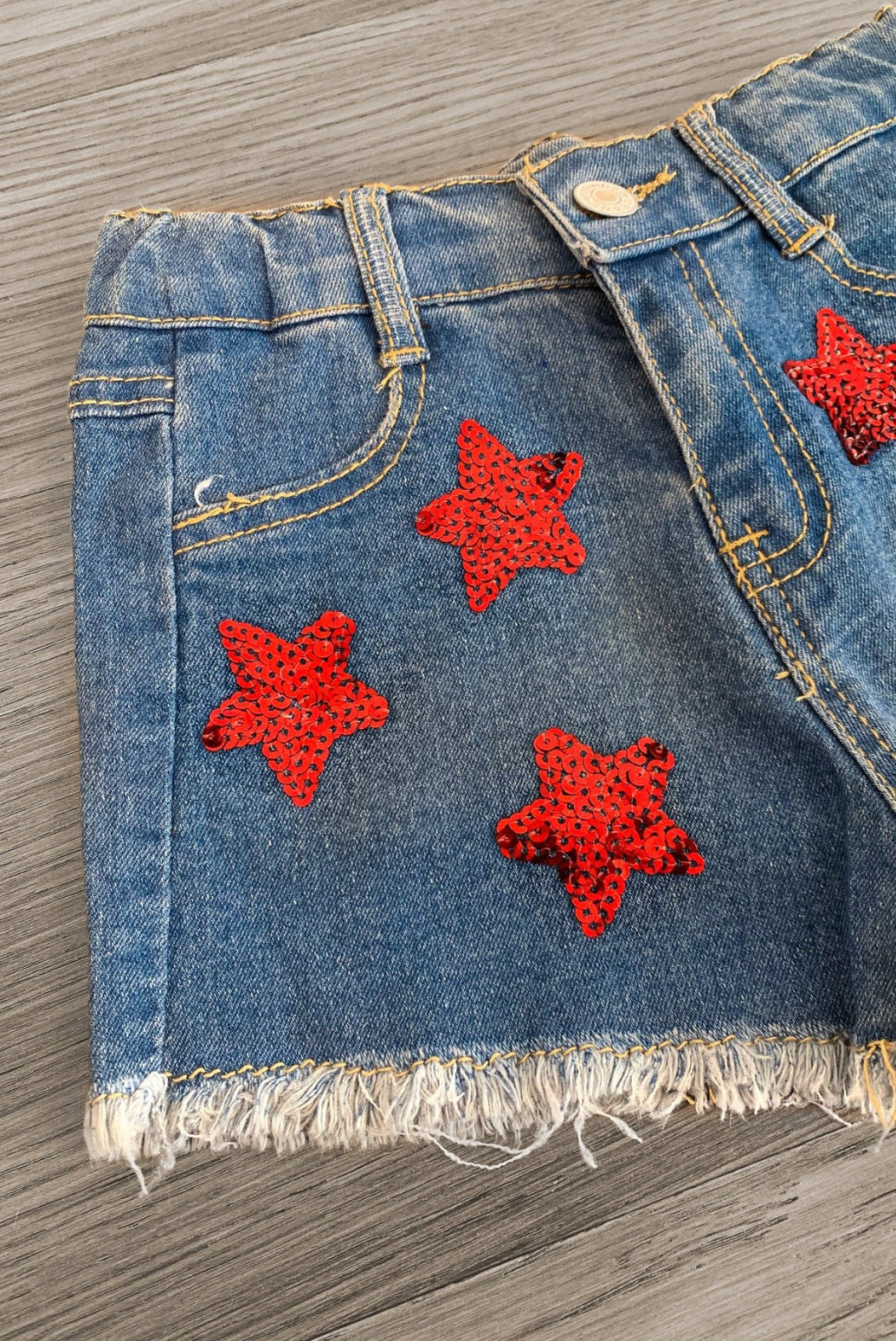 American Sequin Stars & Stripes Denim Short Set