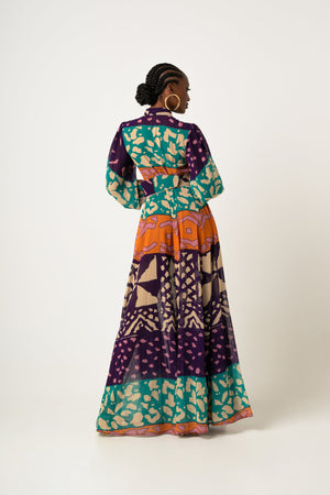 Blissful PURPLE CHIFFON MAXI SHIRT DRESS