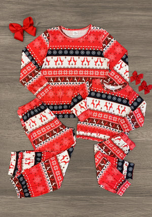Mom & Me - Red Jumping Deer Nordic Pajamas