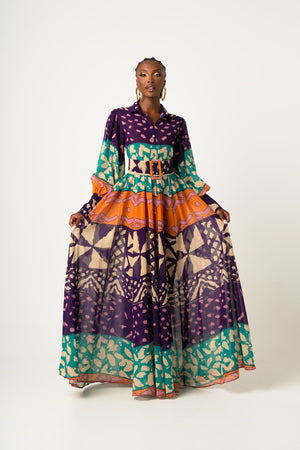 Blissful PURPLE CHIFFON MAXI SHIRT DRESS