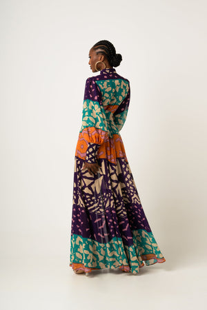 Blissful PURPLE CHIFFON MAXI SHIRT DRESS