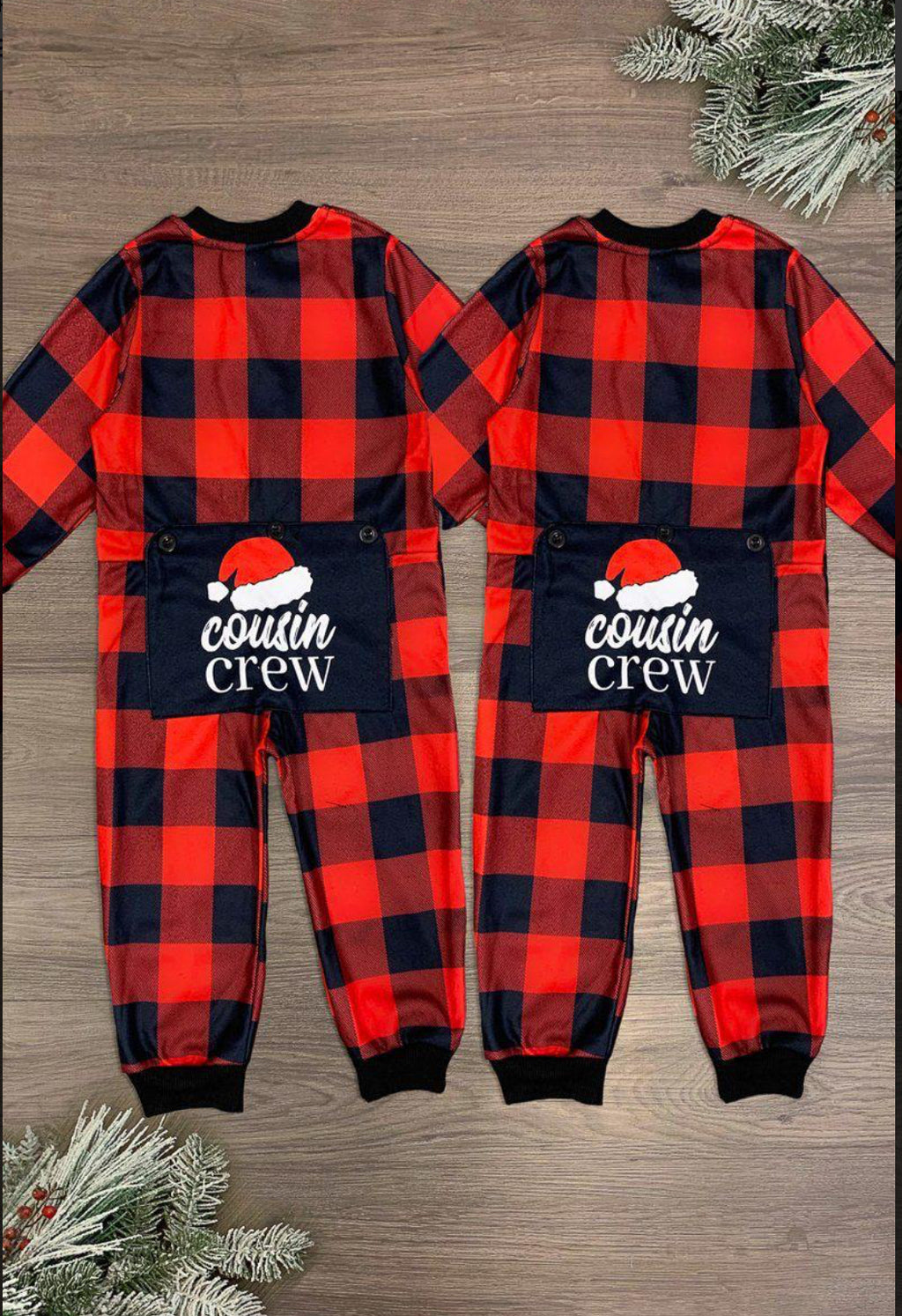 Cousin Crew" Buffalo Plaid Onesie Pajamas