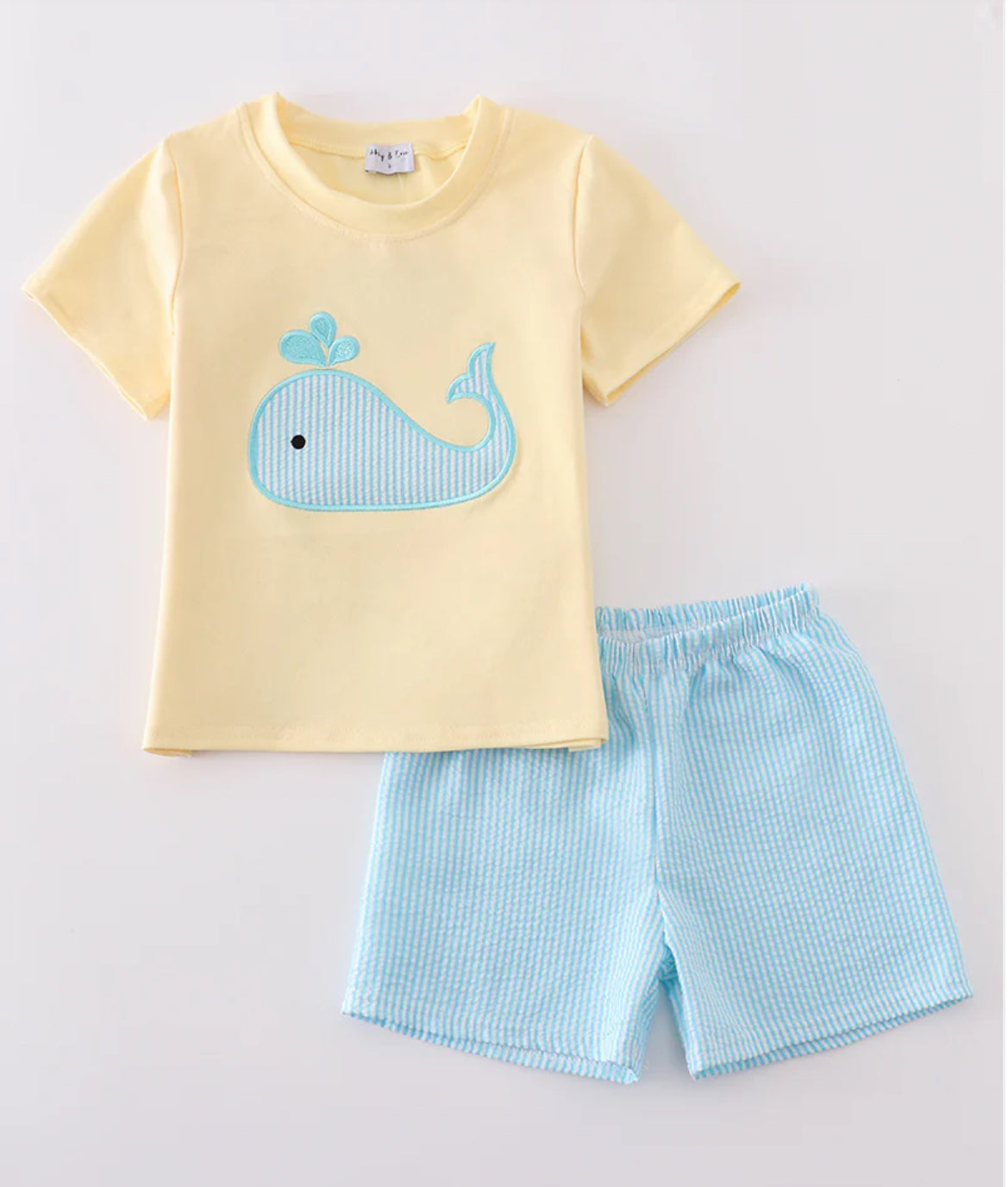 Yellow Whale Applique Boy Set