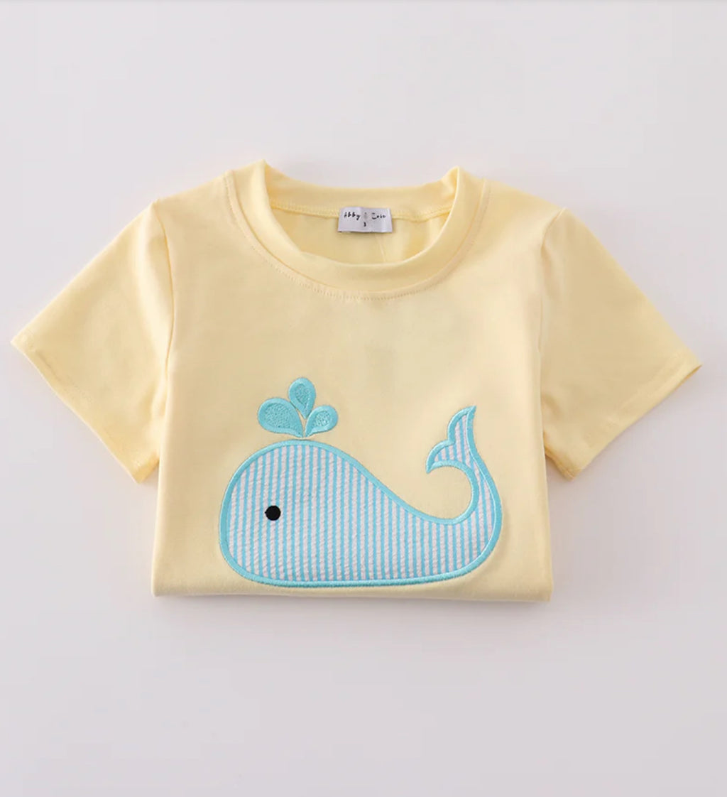 Yellow Whale Applique Boy Set