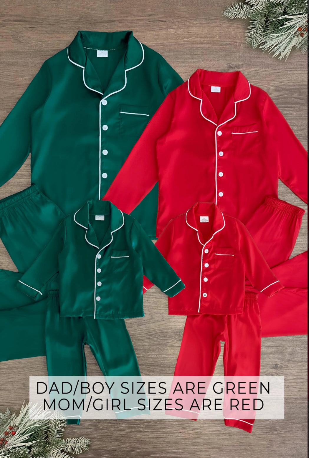 Red & Green Silk Family Pajamas