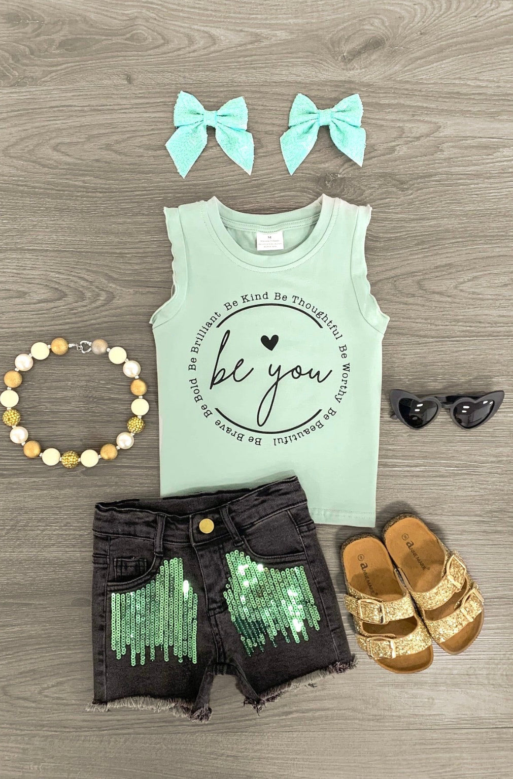 Be You..." Sequin Denim Short Set