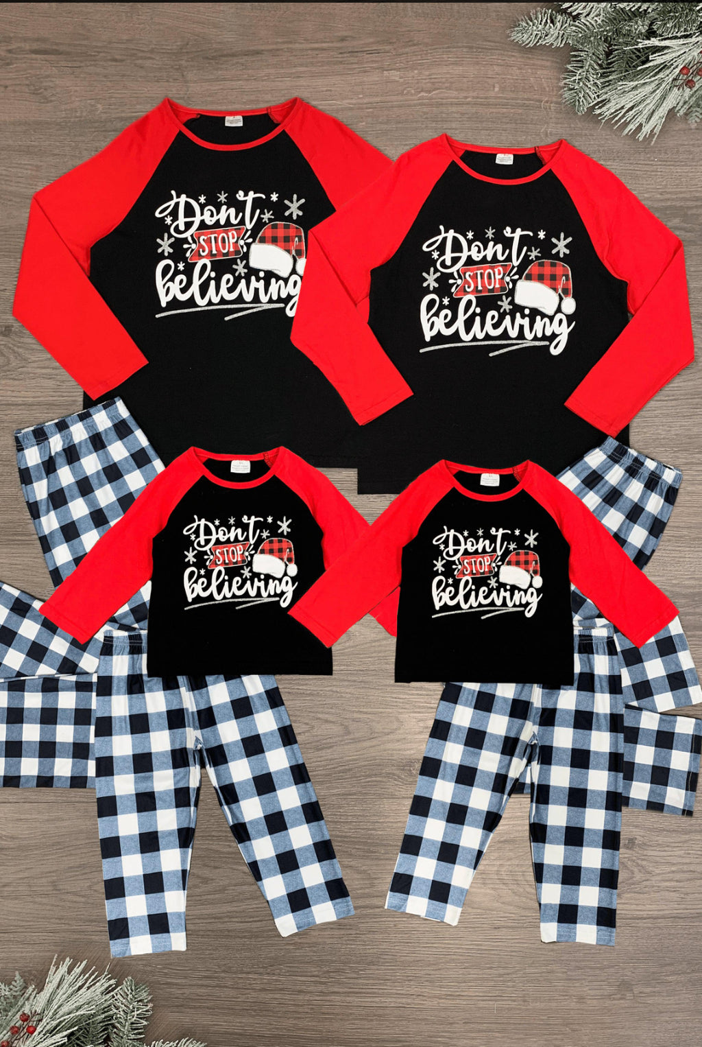 Don't Stop Believing" Festive Family Pajamas