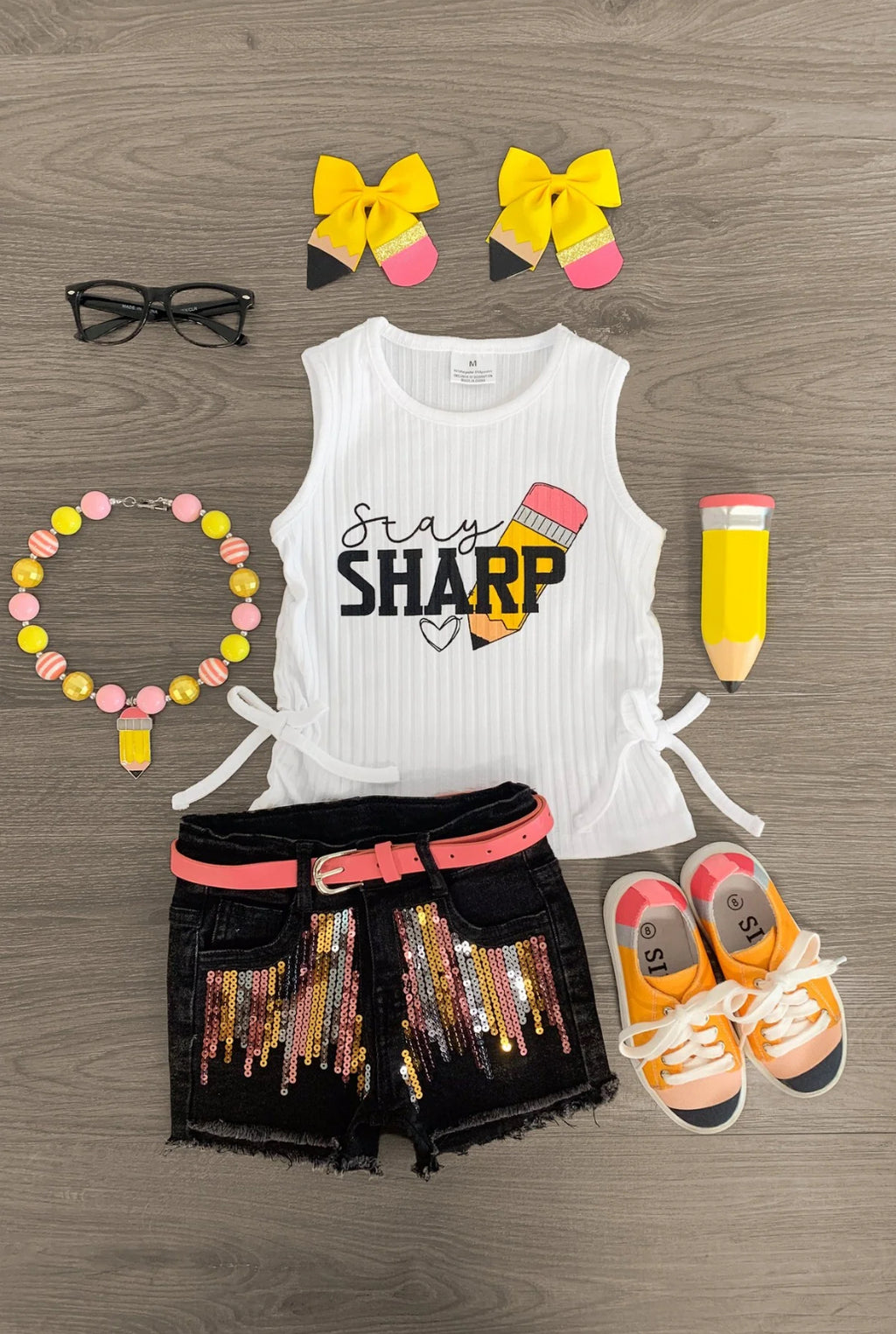 Stay Sharp" Sequin Denim Short Set