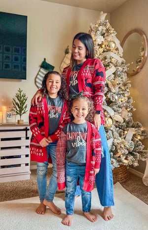 Mom & Me - Red Nordic Snowflake Cardigan