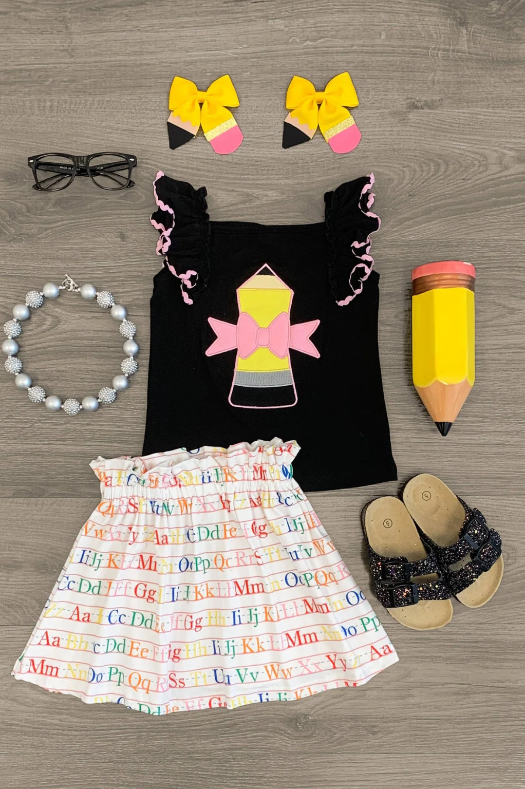 Pencil Alphabet Skirt Set