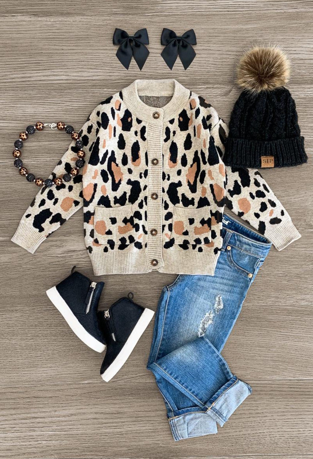 Tan Cheetah Button Up Sweater