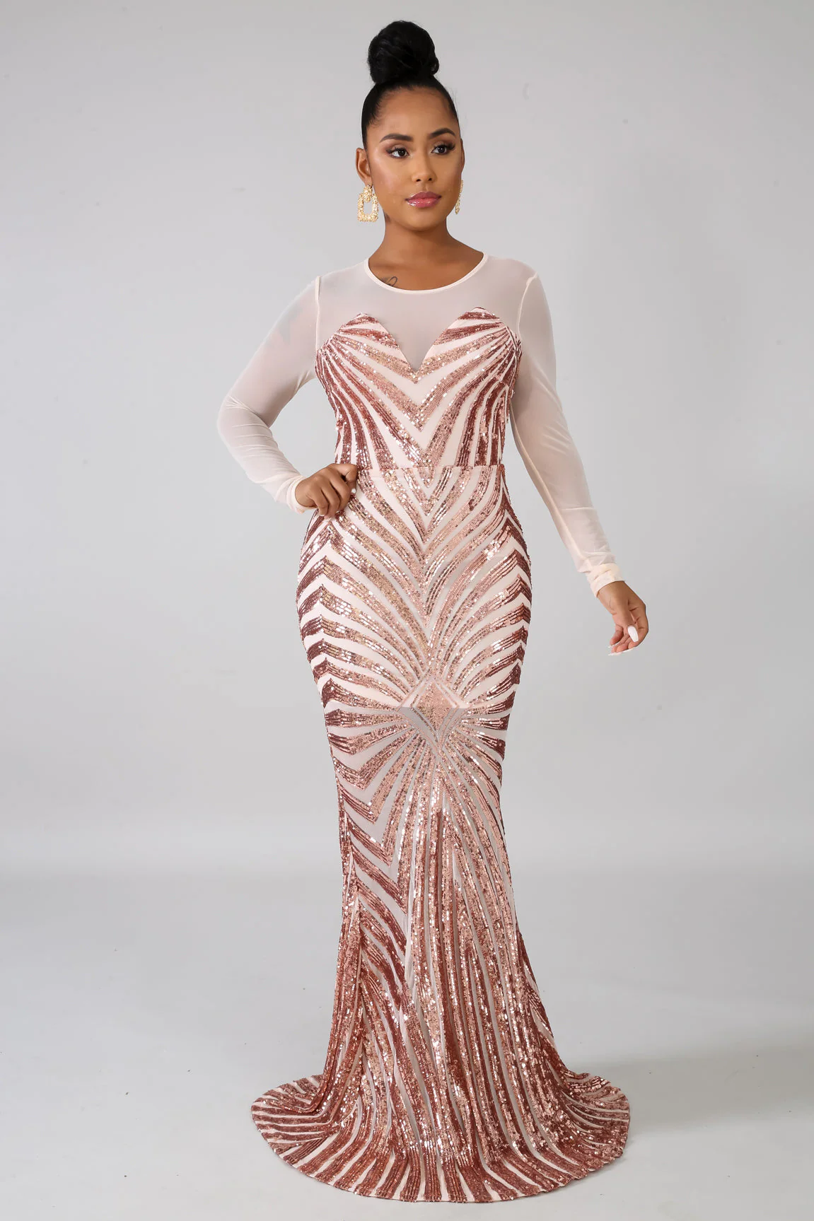 Sequin Sheer Dazzle Mermaid Dress