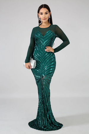 Sequin Sheer Dazzle Mermaid Dress