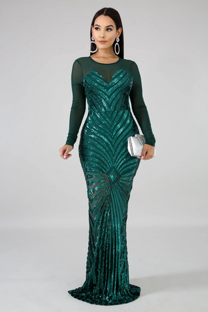 Sequin Sheer Dazzle Mermaid Dress