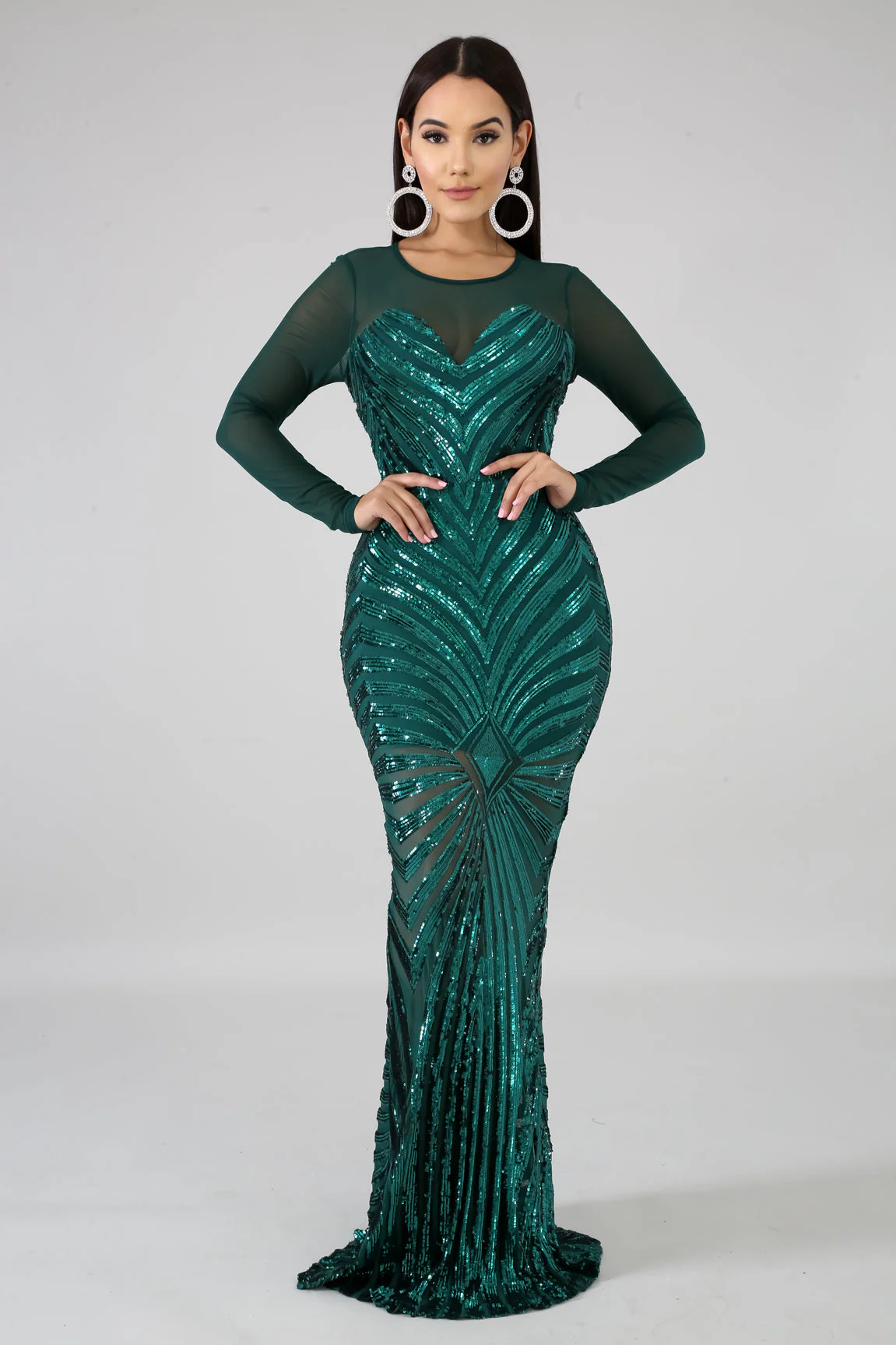 Sequin Sheer Dazzle Mermaid Dress