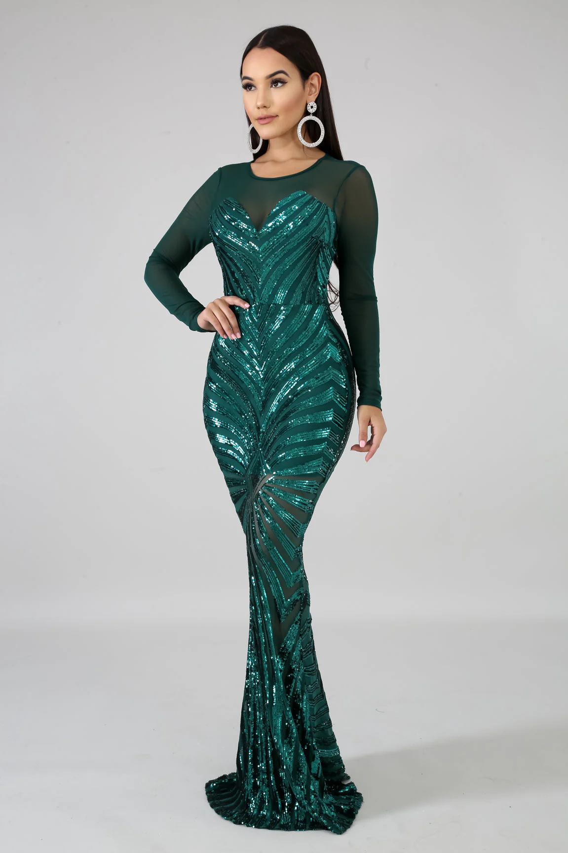Sequin Sheer Dazzle Mermaid Dress