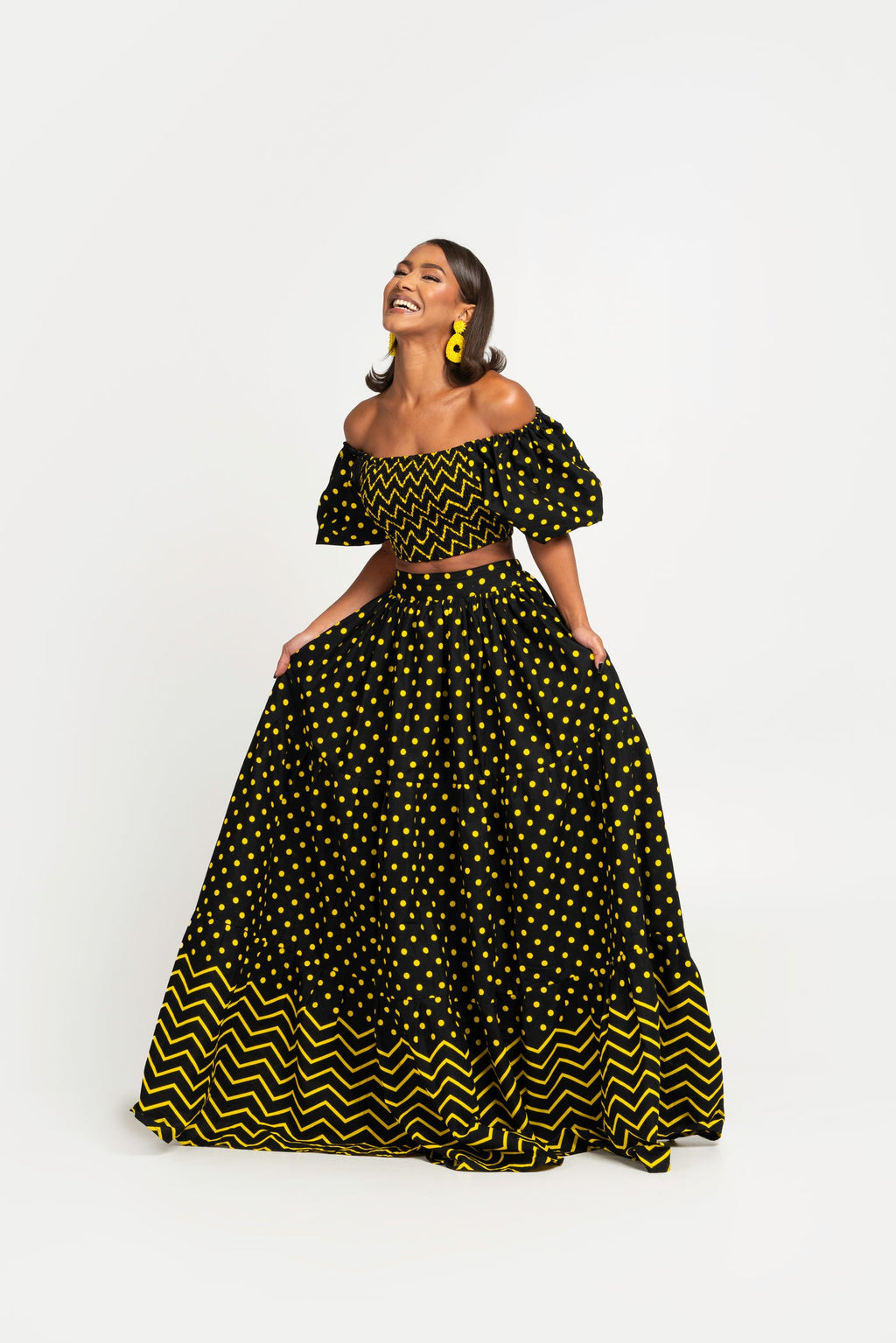 Oge Tiered African Print Maxi Skirt