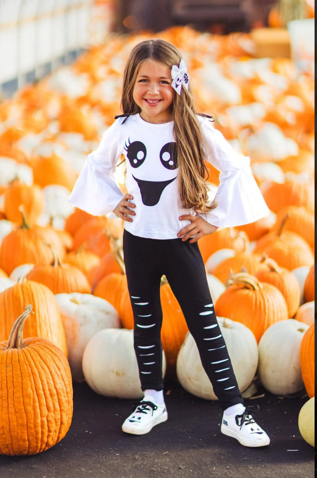 Black & White Ghost Distressed Legging Set