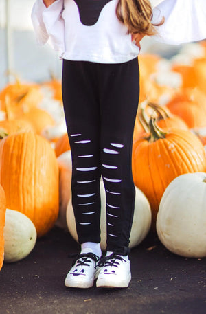 Black & White Ghost Distressed Legging Set
