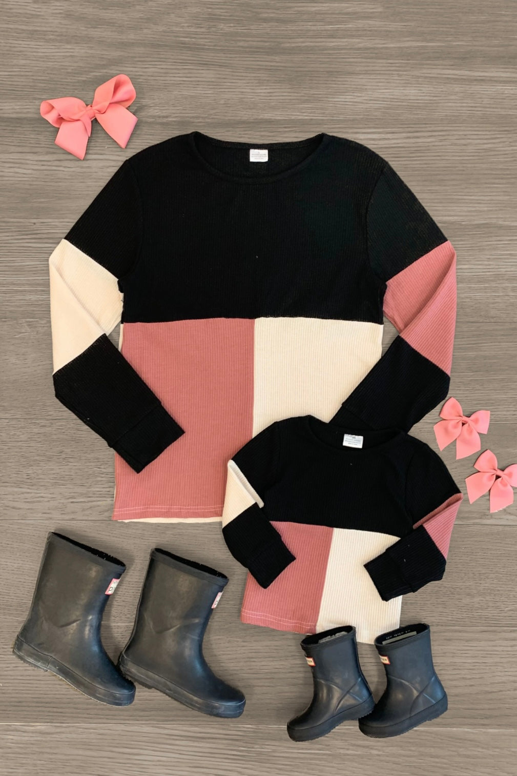 Mom & Me - Color Block Waffle Knit Top