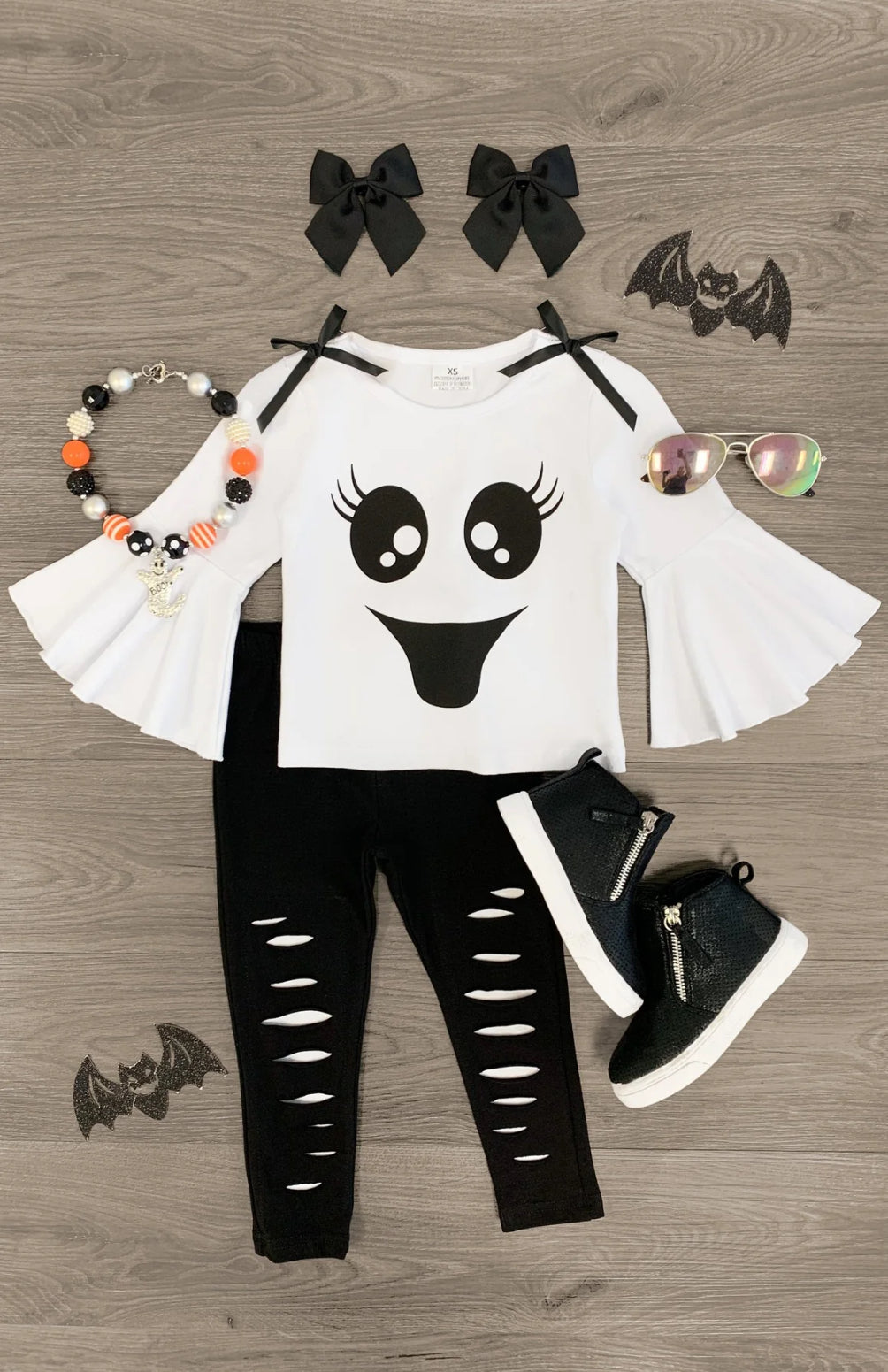 Black & White Ghost Distressed Legging Set