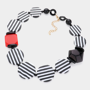 Acrylic Geometric Striped Round Decorative Necklace