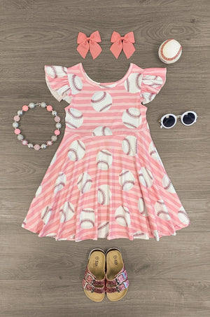 Pink Striped Baseball Dress