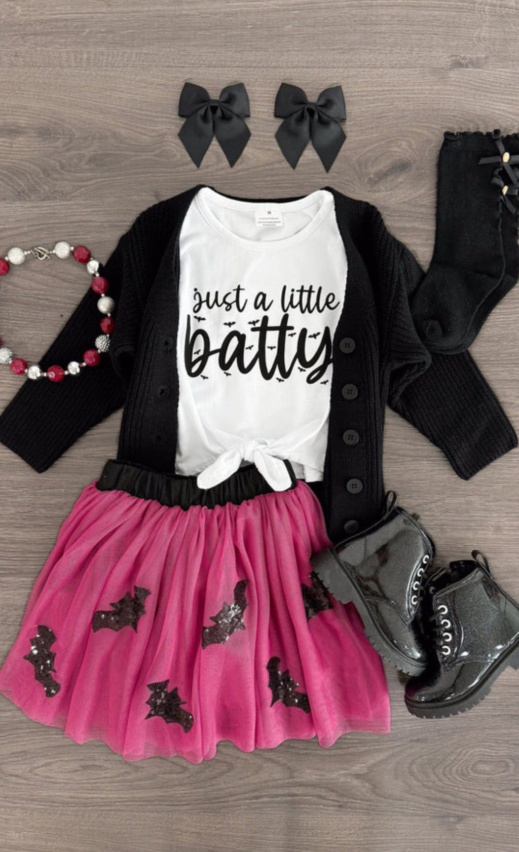 Just A Little Batty" Sequin Tutu Skirt Set