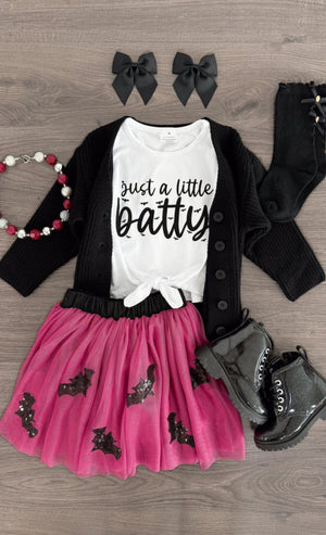 Just A Little Batty" Sequin Tutu Skirt Set