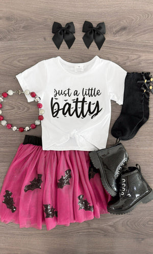 Just A Little Batty" Sequin Tutu Skirt Set