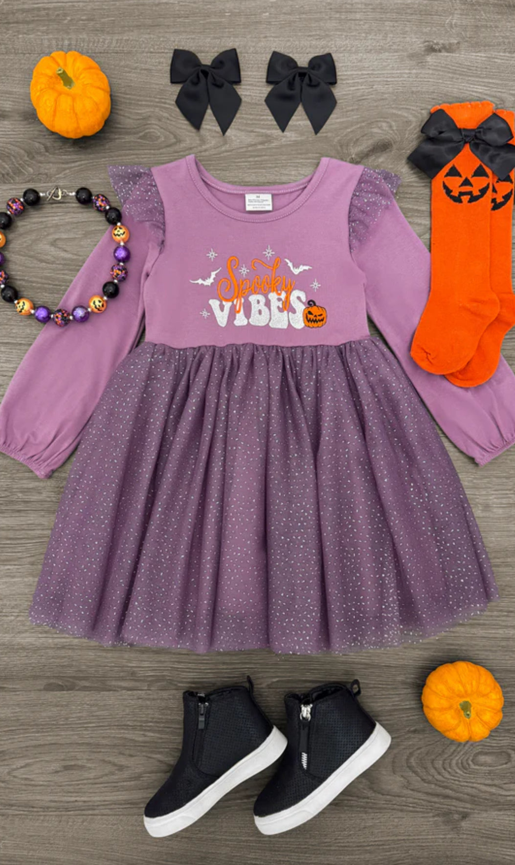 Spooky Vibes" Purple Glitter Tulle Dress