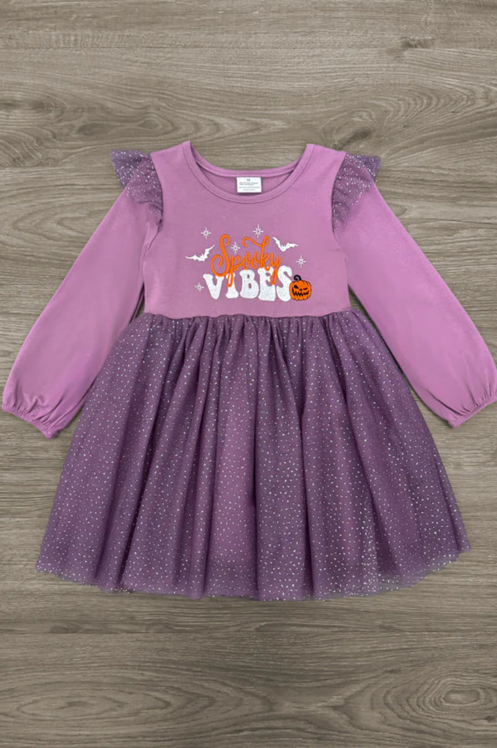 Spooky Vibes" Purple Glitter Tulle Dress
