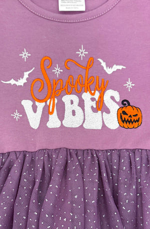 Spooky Vibes" Purple Glitter Tulle Dress