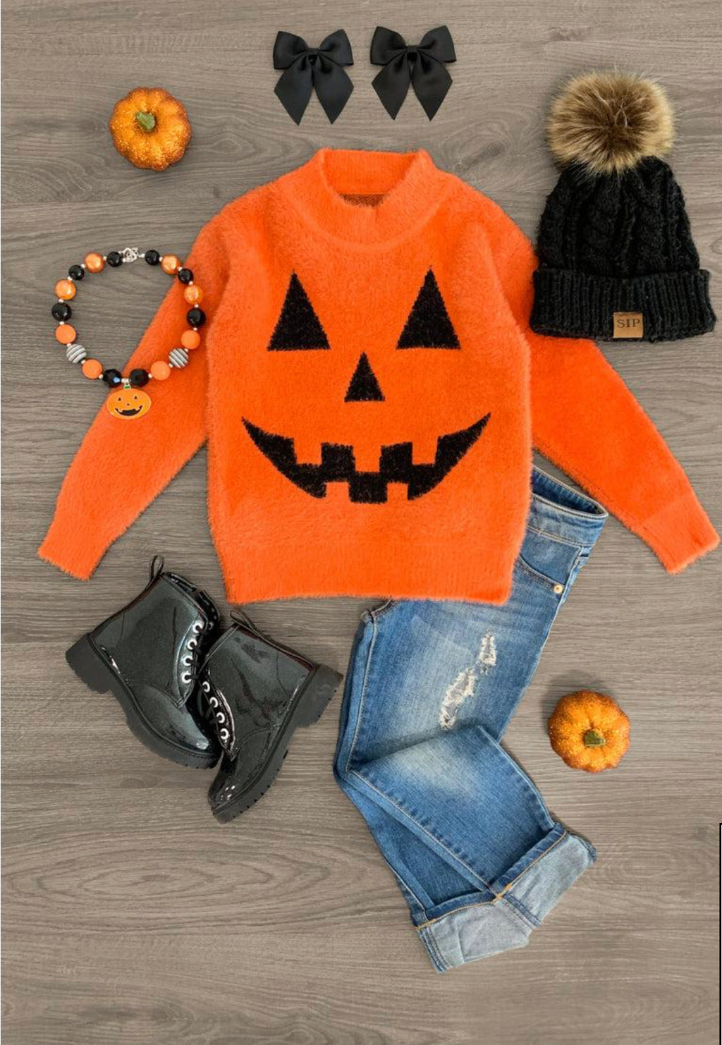 Orange Jack-O'-Lantern Sweater