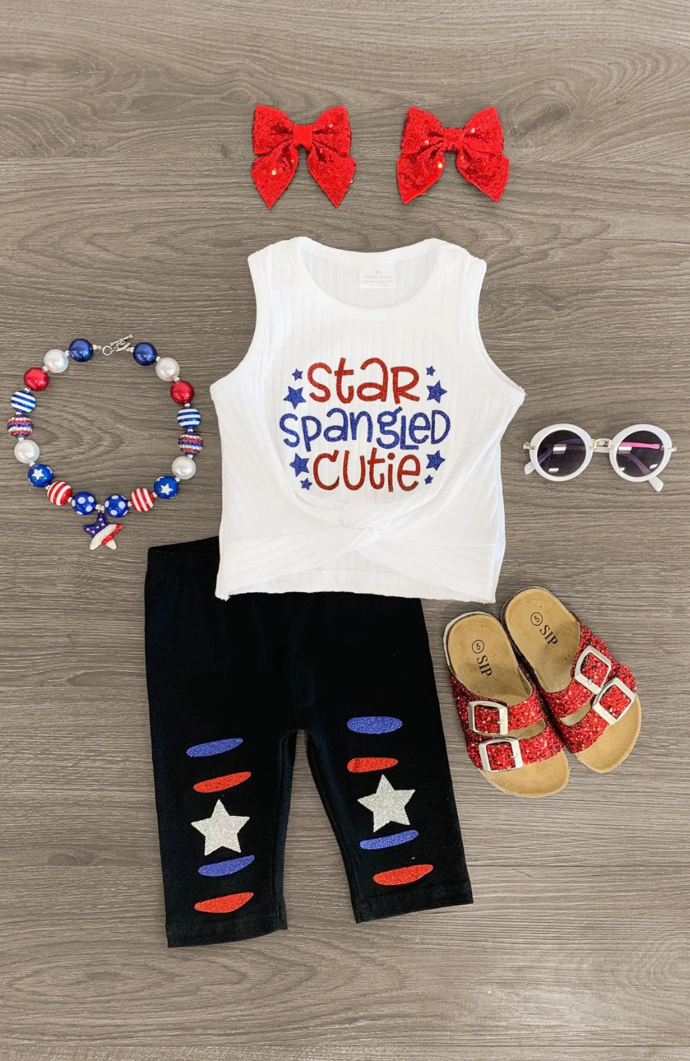 Star Spangled Cutie" Glitter Capri Set