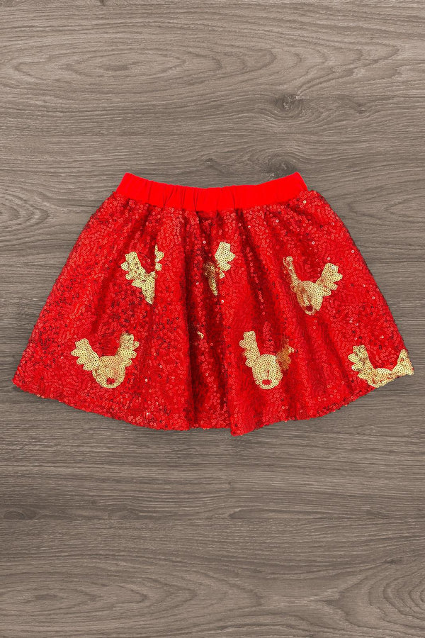 Sleigh" Red Sequin Skirt Set