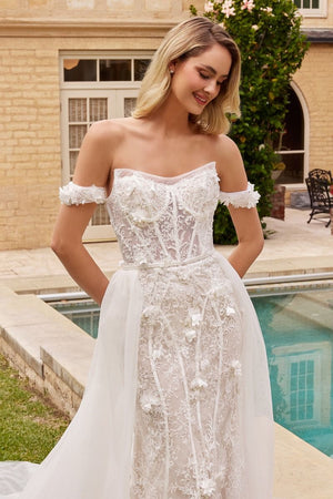 FIT & FLARE BRIDAL GOWN WITH REMOVABLE SKIRT