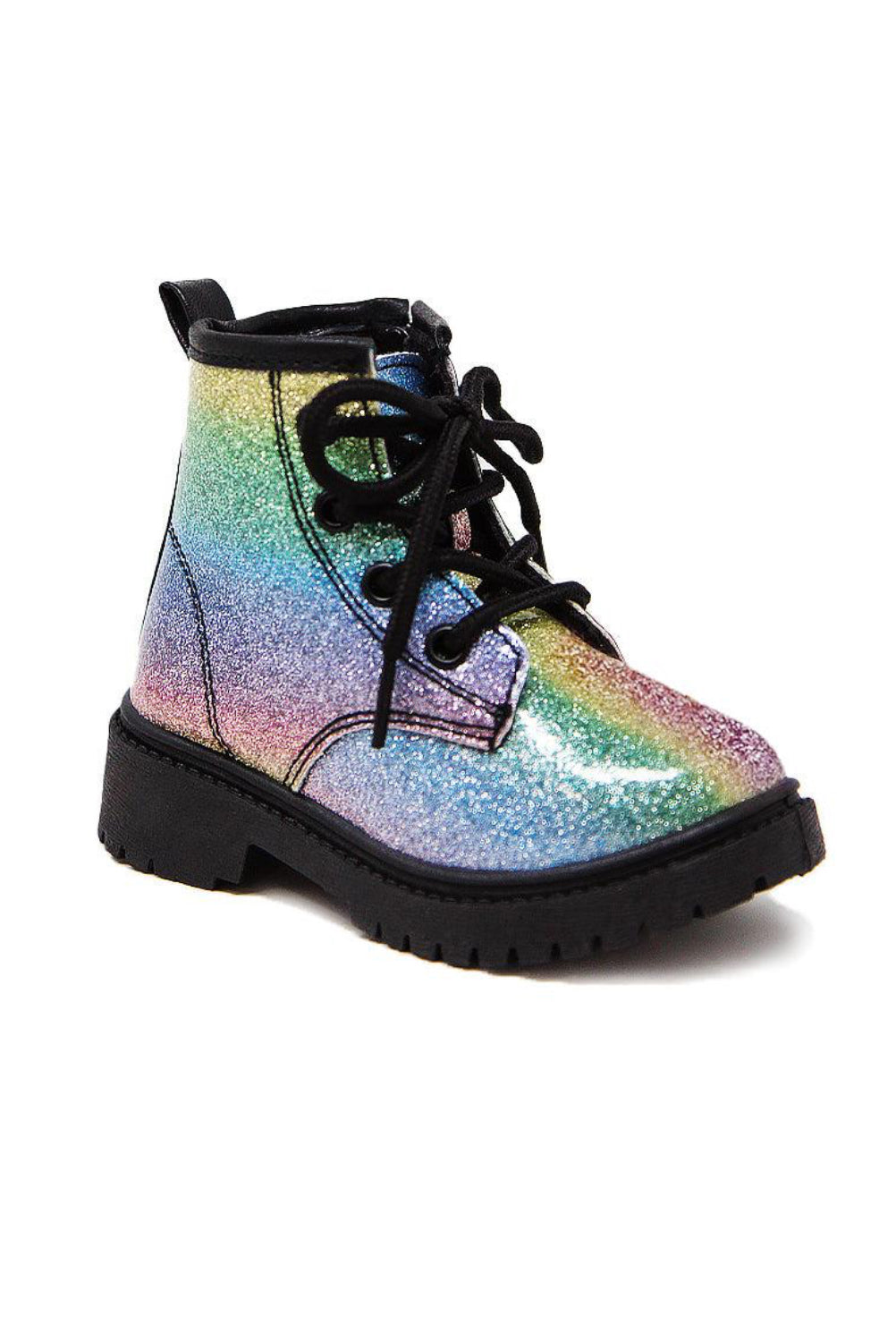 Rainbow Glitter Combat Boots