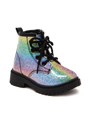Rainbow Glitter Combat Boots