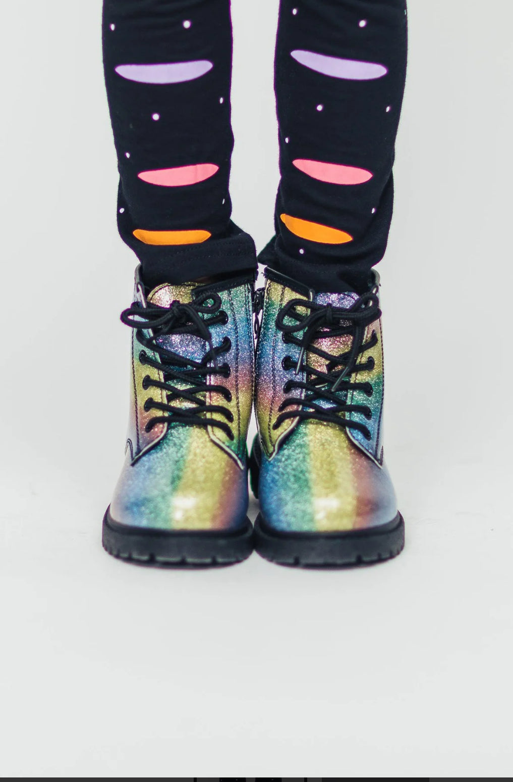 Rainbow Glitter Combat Boots