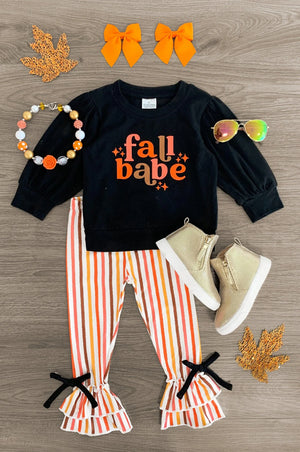 Fall Babe" Striped Pant Set