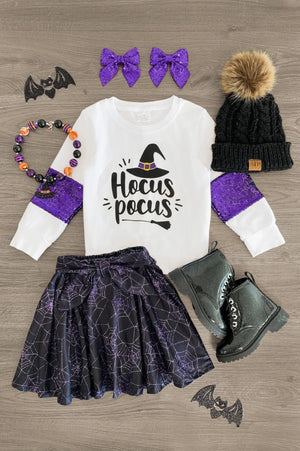 Hocus Pocus" Spider Web Skirt Set
